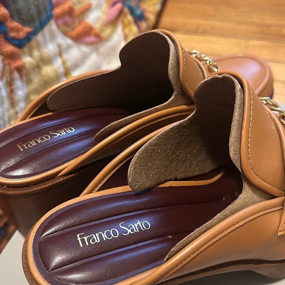 NEW Franco Sarto Tan Katra Clog Block Heel Slip On Platform Mule Size 10 - Picture 8 of 11